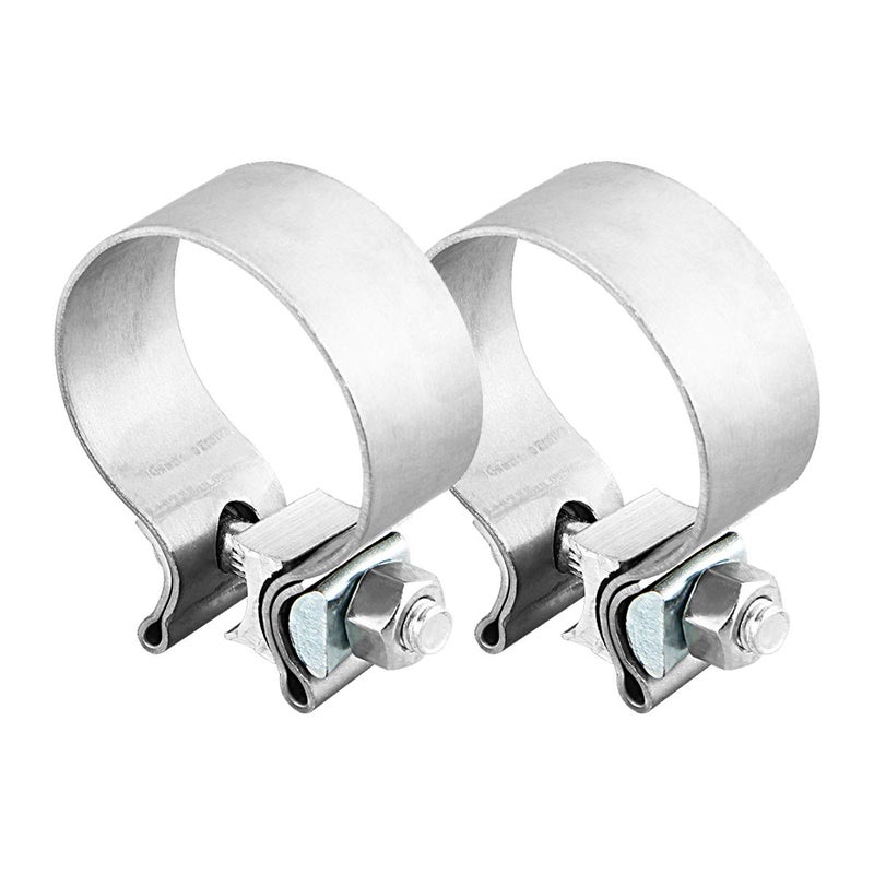 LCGP 2PCS 2.5" Exhaust Band Seal Clamps for Muffler Pipes Exhaust tip Connect,Stainless Steel - Image 1